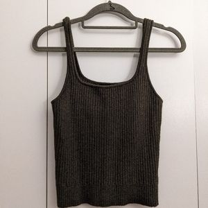 Lucy in Paris Dark Forest Green ribbed tank top